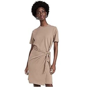 Vince Tan Tie Front cotton Midi shirt Dress large
